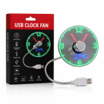 USB LED Clock Fan with Real-Time Time & Temperature Displa