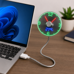 USB LED Clock Fan with Real-Time Time & Temperature Displa - Image 3