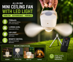 Wireless Rechargeable Mini Ceiling Fan with Remote, Tripod & LED Light - Image 3