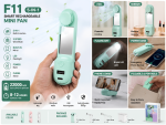 F11 5-in-1 Smart Rechargeable Mini Fan – Fan, Mirror, Flashlight & Power Bank - Image 3