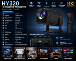HY320 Mini Smart Android Projector – WiFi, Bluetooth, 4K Supported Home Cinema Projector - Image 3
