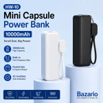HW-10 Mini Capsule 10000mAh Power Bank with Built-in Fast Charging Cable - Image 2