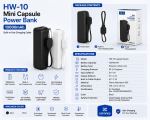 HW-10 Mini Capsule 10000mAh Power Bank with Built-in Fast Charging Cable - Image 3