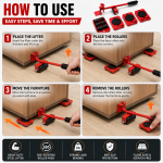 Furniture Easy Moving Tool Set – Heavy Duty Furniture Lifter & Roller Slider Kit (5PCS Set) - Image 3